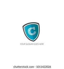 Initial Letter Security Logo Company. Shield Logo. Security Logo.