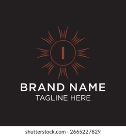 Letra inicial I serif design de logotipo de fonte, verde natureza gráfico ícone conceito