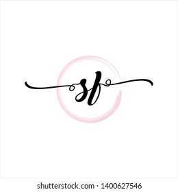 Initial letter SF beautiful handwriting logo vector template