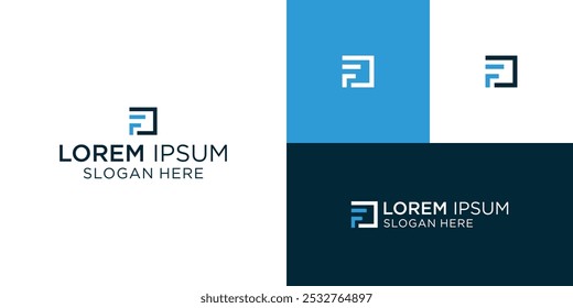 initial letter SF form box logo design