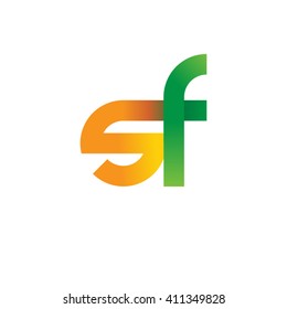 initial letter sf linked round lowercase logo orange green