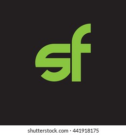 initial letter sf linked round lowercase logo green