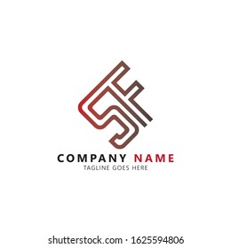 Initial letter sf linked uppercase modern logo design template elements. Red black gradation letter isolated on white background. Suitable for company logo, business, consulting group company.