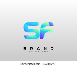 Initial letter SF logo with colorful background, letter combination logo design for creative industry, web, business and company. - Vector