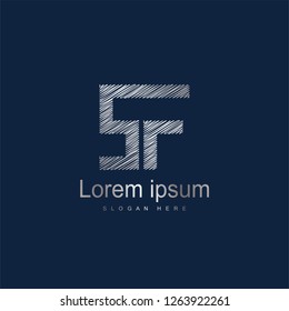 Initial Letter SF Logo Template Vector Design. Silver letter logo
