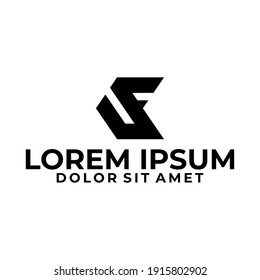 Initialbuchstabe SF-Logo-Vorlage mit sportiver geometrischer Pfeilgrafik in flachem Monogramm-Symbol