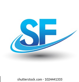 initial letter SF logotype company name colored blue and magenta swoosh design. vector logo for business and company identity.
