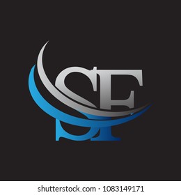 initial letter SF logotype company name colored blue and grey swoosh design. vector logo for business and company identity.