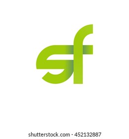 initial letter sf modern linked circle round lowercase logo green
