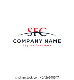 Initial letter SFC, overlapping movement swoosh horizon logo company design inspiration in red and dark blue color vector