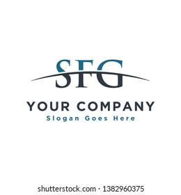 Initial letter SFG, overlapping movement swoosh horizon logo company design inspiration in blue and dark blue color vector