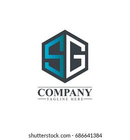 Initial Letter SG Hexagonal Design Logo