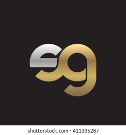 initial letter sg linked round lowercase logo gold silver black background