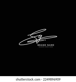 Initial Letter SG Logo in signature. Handwritten lettering style of S and G alphabet