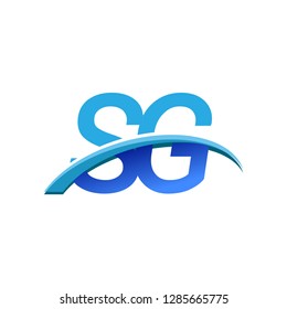 initial letter SG logotype company name colored blue and swoosh design. vector logo for business and company identity.