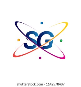 initial letter SG logotype science icon colored blue, red, green and yellow swoosh design. vector logo for business and company identity.
