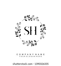 Initial letter SH beautiful handwriting logo vector template