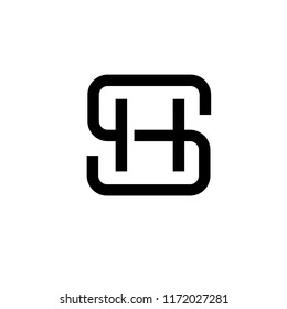 initial letter sh black and white logo vector