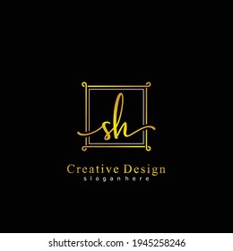 Initial letter SH calligraphy handwritten logo. Handwritten alphabet in the logo template. Letters and Alphabet for your logo design.