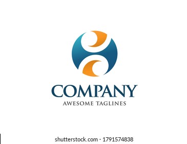 Initial Letter SH  circle style logo Design Vector