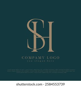 Initial letter SH, HS logo design vector