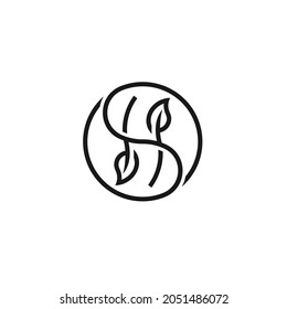 Initial Letter SH Leaf Natural Simple Logo Design Inspiration