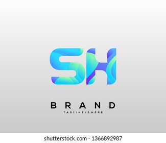 Initial letter SH logo with colorful background, letter combination logo design for creative industry, web, business and company. - Vector
