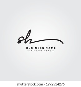 Initial Letter SH Logo - Hand Drawn Signature Logo