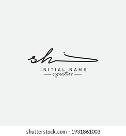 Initial Letter SH Logo - Handwritten Signature Logo