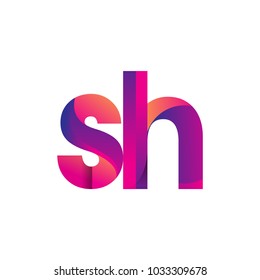 Initial Letter SH Logo Lowercase, magenta and orange, Modern and Simple Logo Design.