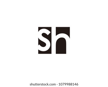 Initial letter sh lowercase logo black and white