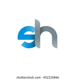 initial letter sh modern linked circle round lowercase logo blue gray