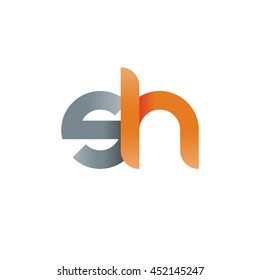 initial letter sh modern linked circle round lowercase logo orange gray