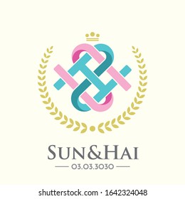 initial letter SH for wedding name logo design