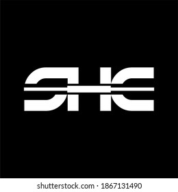 Plantilla de logotipo de la carta inicial SHE en la ilustración de un monograma de diseño plano
