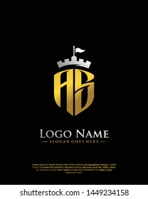 initial AS letter with shield style logo template vector