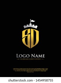 initial SO letter with shield style logo template vector