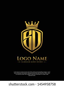 initial SO letter with shield style logo template vector