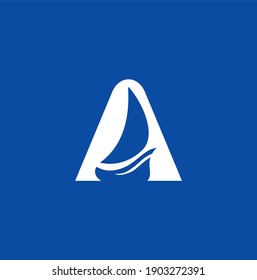 Initial letter A and ship logo vector design template