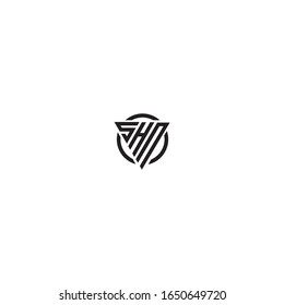 Initial Letter SHN triangle monogram cool modern logo
