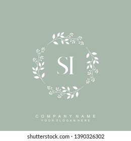 Initial letter SI beautiful handwriting logo vector template