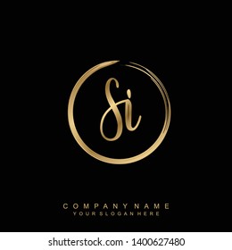 Initial letter SI beautiful handwriting logo vector template