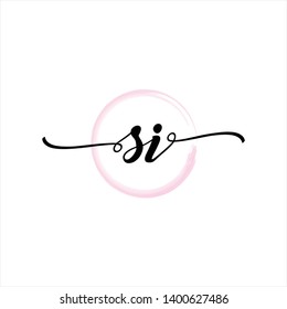 Initial letter SI beautiful handwriting logo vector template