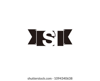 Initial letter si black ribbon logo design