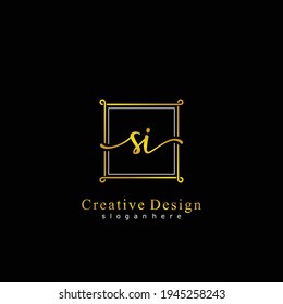 Ursprünglicher Buchstabe SI Kalligrafie handgeschriebenes Logo. Handgeschriebenes Alphabet in der Logo-Vorlage. Buchstaben und Alphabet für Ihr Logo-Design.