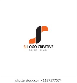 Initial Letter SI Linked Circle Lowercase Logo Black orange Icon Design Template Element.you can change the color