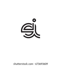 Initial letter si, linked outline rounded lowercase, monogram black