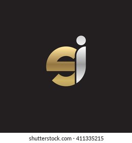 initial letter si linked round lowercase logo gold silver black background