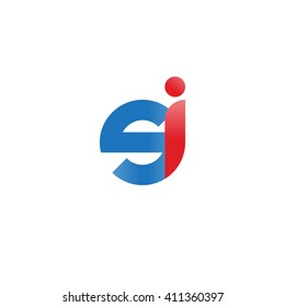 initial letter si linked round lowercase logo blue red