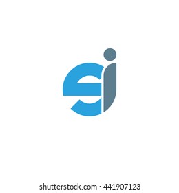 initial letter si linked round lowercase logo blue